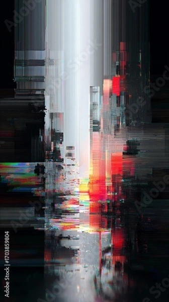 Fototapeta Abstract Digital Glitch Art with Static Pixels and Vibrant Colors