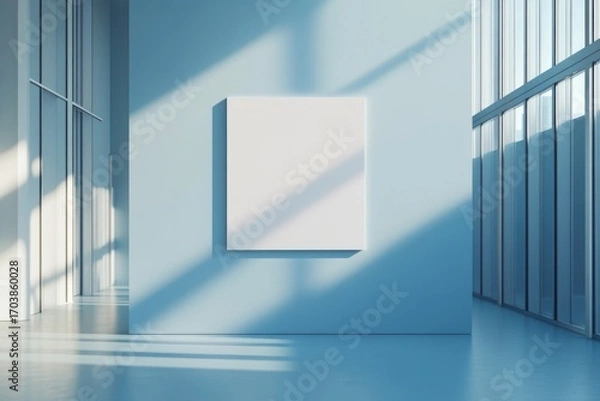 Fototapeta Minimalist gallery with empty canvas on the wall