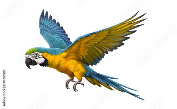 Fototapeta Flying parrot isolated on transparent background