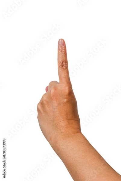 Fototapeta one finger gesture,  finger touch the screen hand gesture or finger pointing gesture isolated on transparent background