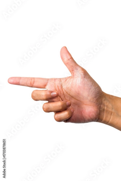 Fototapeta pointing with finger, hand pointing or finger pointing isolated on transparent background