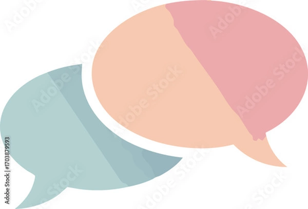 Fototapeta Two speech bubbles in pastel colors on a white background