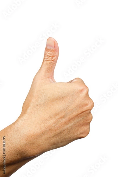 Fototapeta thumb up hand gesture or finger gesture, hand sign isolated on transparent background