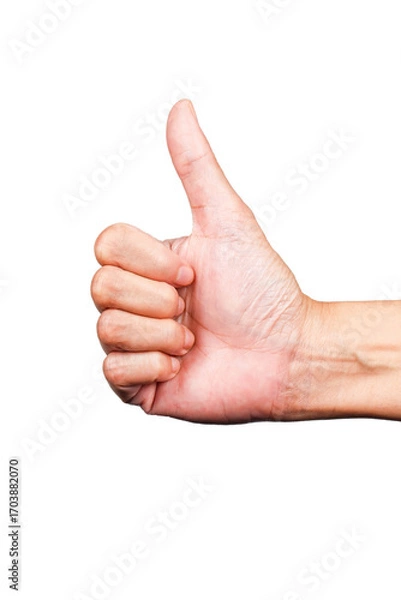 Fototapeta thumb up hand gesture or finger gesture, hand sign isolated on transparent background