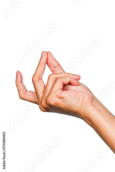 Fototapeta hand or finger hold something, hand gesture or finger gesture, hand sign isolated on transparent background