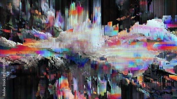 Fototapeta Abstract Digital Glitch Art with High Fidelity Pixel Aesthetic