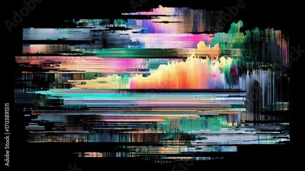 Fototapeta Abstract Digital Glitch Art with Vibrant Pixel Aesthetic Display