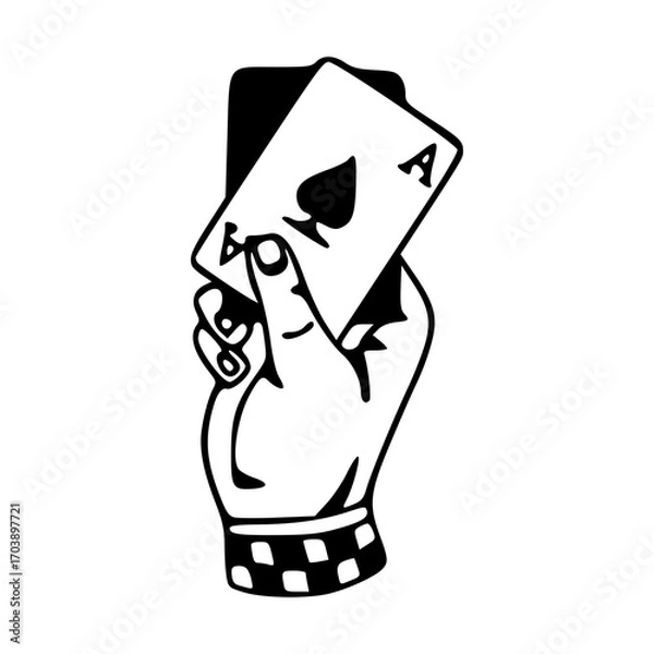 Obraz hand holding ace of spades card