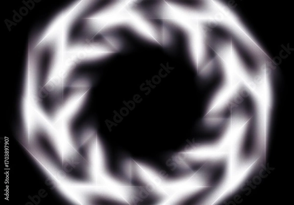 Fototapeta abstract geometric neon light lines kaleidoscope mandala art Vibrant neon spiral design with glowing purple, pink, and yellow rays. Perfect for futuristic backgrounds, posters, or digital art