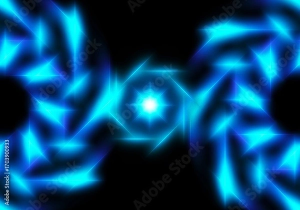 Fototapeta abstract geometric neon light lines art Vibrant neon spiral design with glowing purple, pink, and yellow rays. Perfect for futuristic backgrounds, posters, or digital art