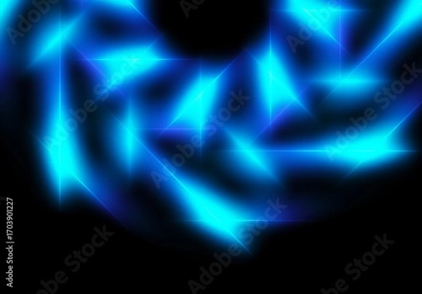Fototapeta abstract geometric neon light lines art Vibrant neon spiral design with glowing purple, pink, and yellow rays. Perfect for futuristic backgrounds, posters, or digital art