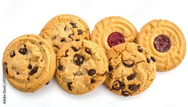 Obraz Assorted cookies on white background