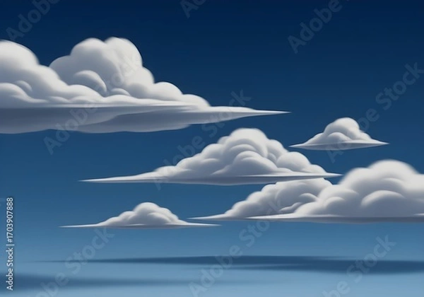 Fototapeta white fluffy clouds in a clear blue sky