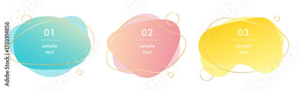 Obraz ゆるい形のフレームセット。グラデーションカラーの吹き出し。抽象的な装飾のベクターイラスト。