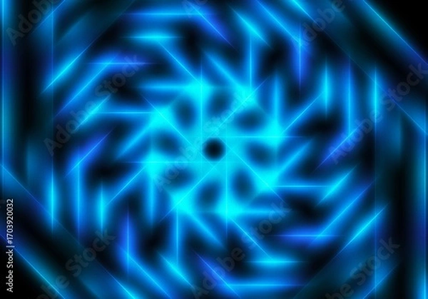 Fototapeta abstract geometric neon light lines kaleidoscope mandala art Vibrant neon spiral design with glowing purple, pink, and yellow rays. Perfect for futuristic backgrounds, posters, or digital art