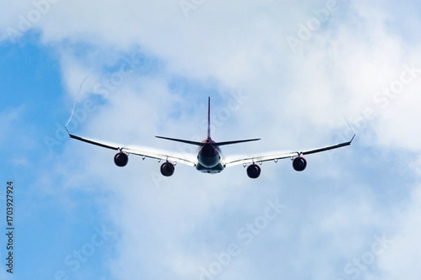 Obraz 美しい空・雲・気象現象を背景に飛行する航空機　夕空　朝　夕日
