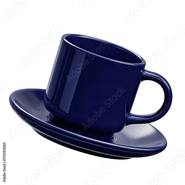 Fototapeta Stylish Navy Blue Coffee Mug Isolated on White Background, Generative AI