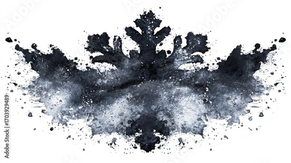 Fototapeta Abstract ink blots in shades of grey and black.