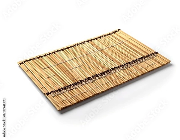 Fototapeta A woven luncheon mat on a white background. View from an angle