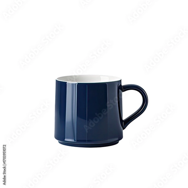 Fototapeta Stylish Navy Blue Coffee Mug Isolated on White Background, Generative AI