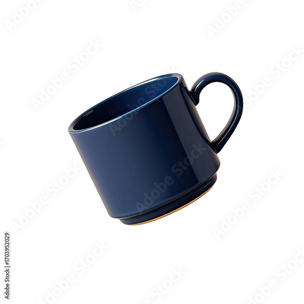 Fototapeta Stylish Navy Blue Coffee Mug Isolated on White Background, Generative AI