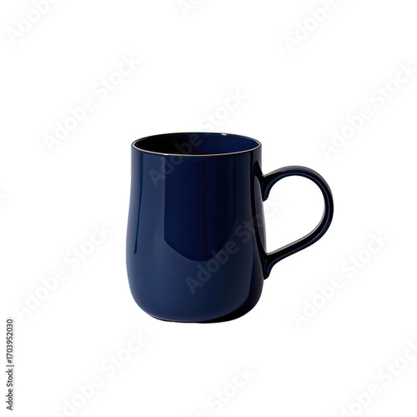 Fototapeta Stylish Navy Blue Coffee Mug Isolated on White Background, Generative AI
