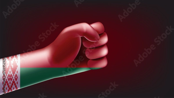 Fototapeta Fist with flag of Belarus. 3d vector illustration