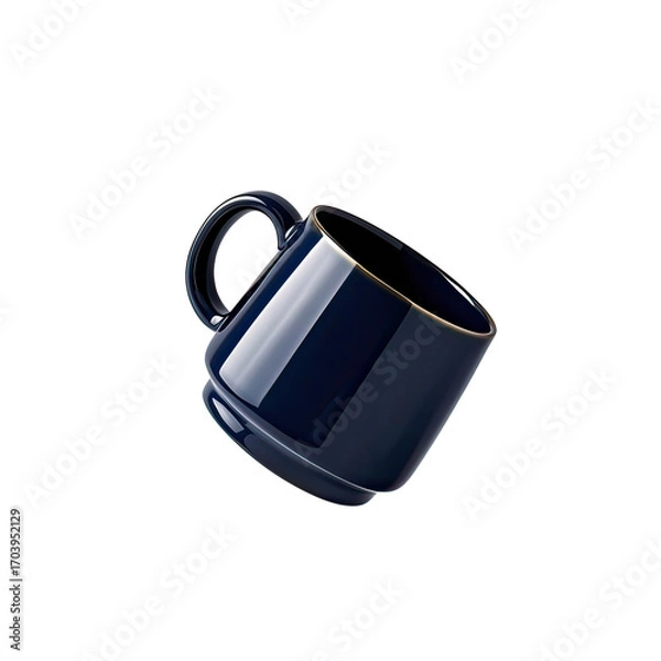 Fototapeta Stylish Navy Blue Coffee Mug Isolated on White Background, Generative AI