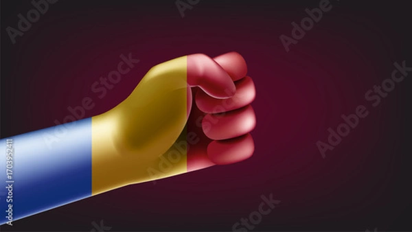 Fototapeta Fist with flag of Chad. 3d vector illustration