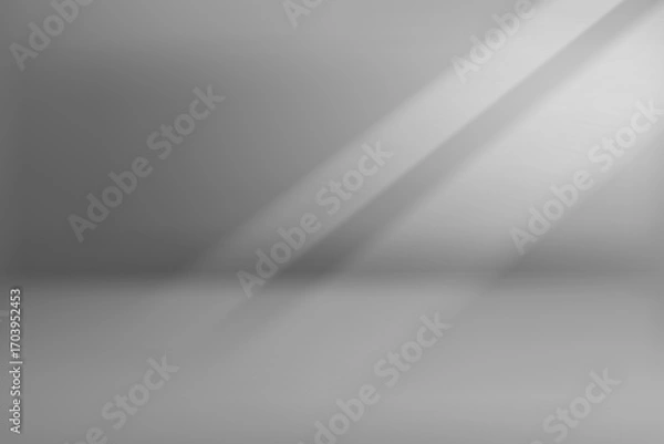 Fototapeta Gray room with sun light. 3d vector background for product design