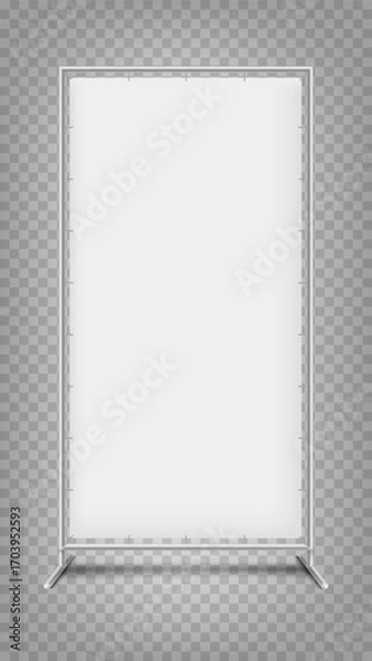 Fototapeta White long banner isolated on transparent background. 3d vector mockup