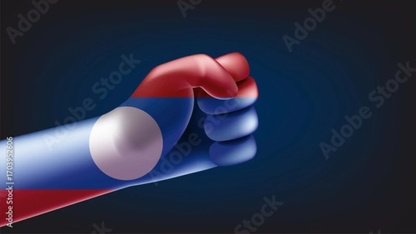 Fototapeta Fist with flag of Laos. 3d vector illustration