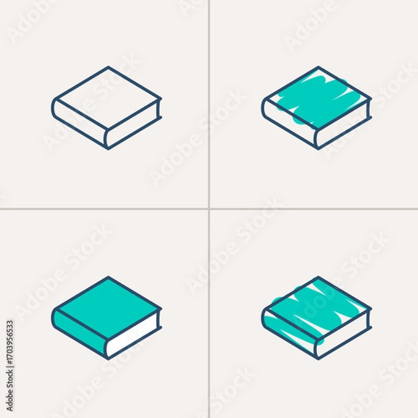 Obraz Book emblem in linear style. Vector isometric template for logo or icon design