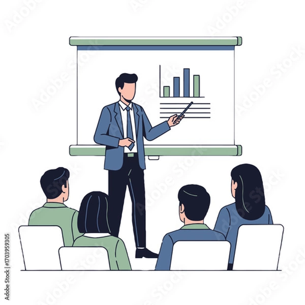 Obraz Corporate Trainer Teaching with Projector Screen