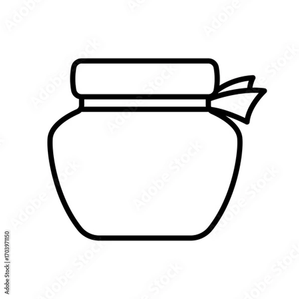Fototapeta Jar with lid icon. Black outline linear silhouette. Editable strokes. Front side view. Vector simple flat graphic illustration. Isolated object on white background. Isolate.