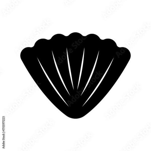 Fototapeta Seashell icon. Black silhouette. Front side view. Vector simple flat graphic illustration. Isolated object on white background. Isolate.