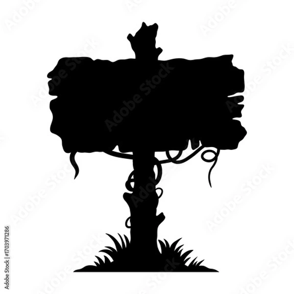Fototapeta Signpost. Black silhouette. Front view. Vector simple flat graphic hand drawn illustration. Isolated object on white background. Isolate.