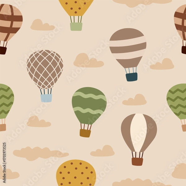 Obraz Hot Air Balloon Seamless Pattern