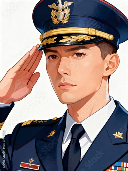 Obraz Military Officer Saluting in Ceremonial Uniform