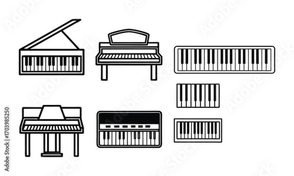 Fototapeta top view piano keys vector illustration