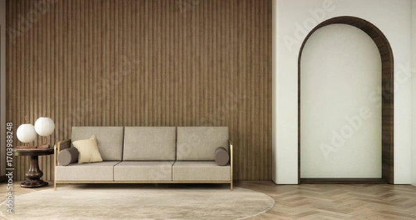 Fototapeta sofa armchair minimalist design on muji style.3D rendering