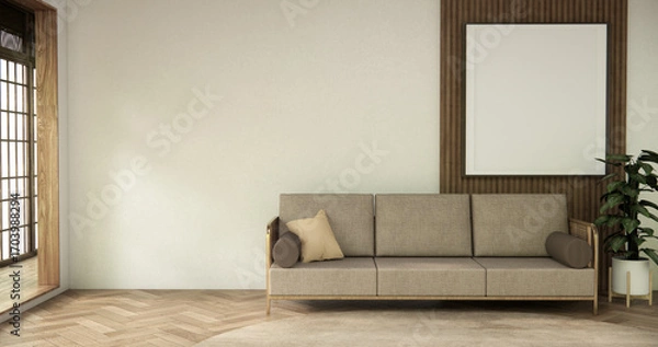 Fototapeta sofa armchair minimalist design on muji style.3D rendering