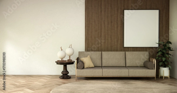 Fototapeta sofa armchair minimalist design on muji style.3D rendering