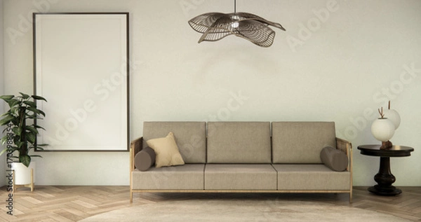 Fototapeta sofa armchair minimalist design on muji style.3D rendering