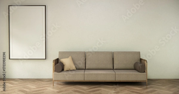 Fototapeta sofa armchair minimalist design on muji style.3D rendering