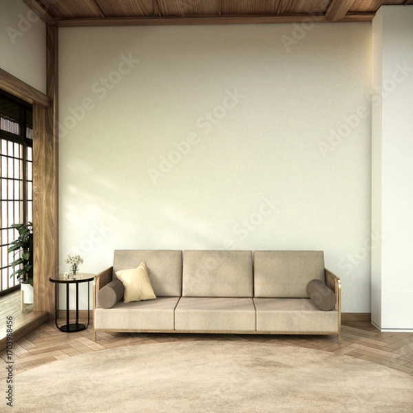 Fototapeta sofa armchair minimalist design on muji style.3D rendering