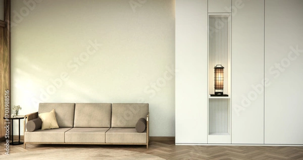 Fototapeta sofa armchair minimalist design on muji style.3D rendering