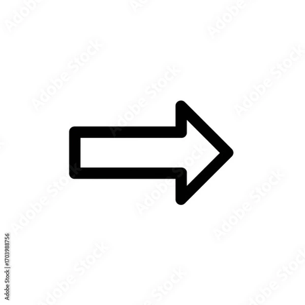 Fototapeta Black Right Arrow Icon Isolated on White Background | Navigation Symbol Concept