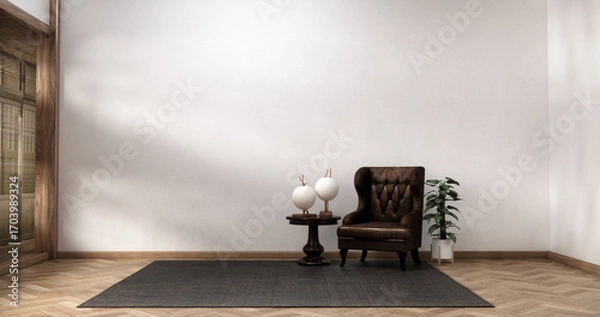 Fototapeta sofa armchair minimalist design muji style.3D rendering