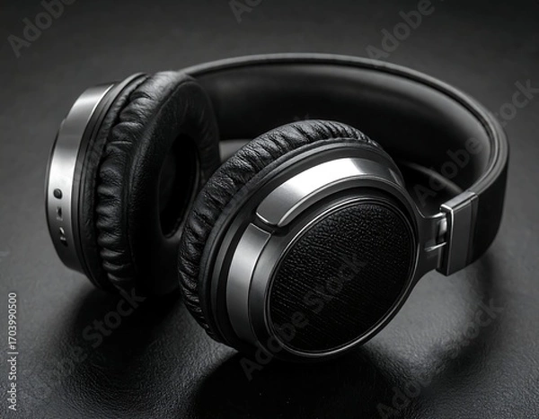 Fototapeta Studio headphones on dark background